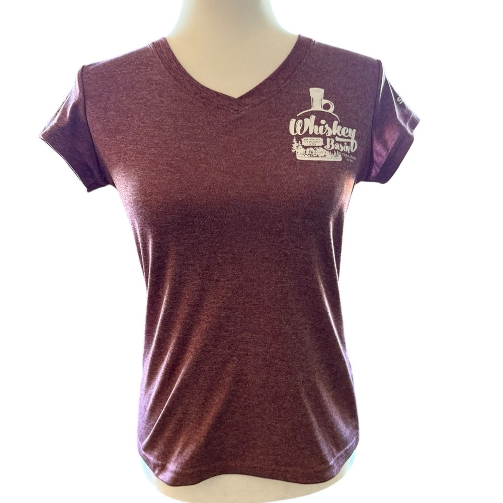 Whiskey Basin Trail Runs Burgundy V-Neck Performance Tee